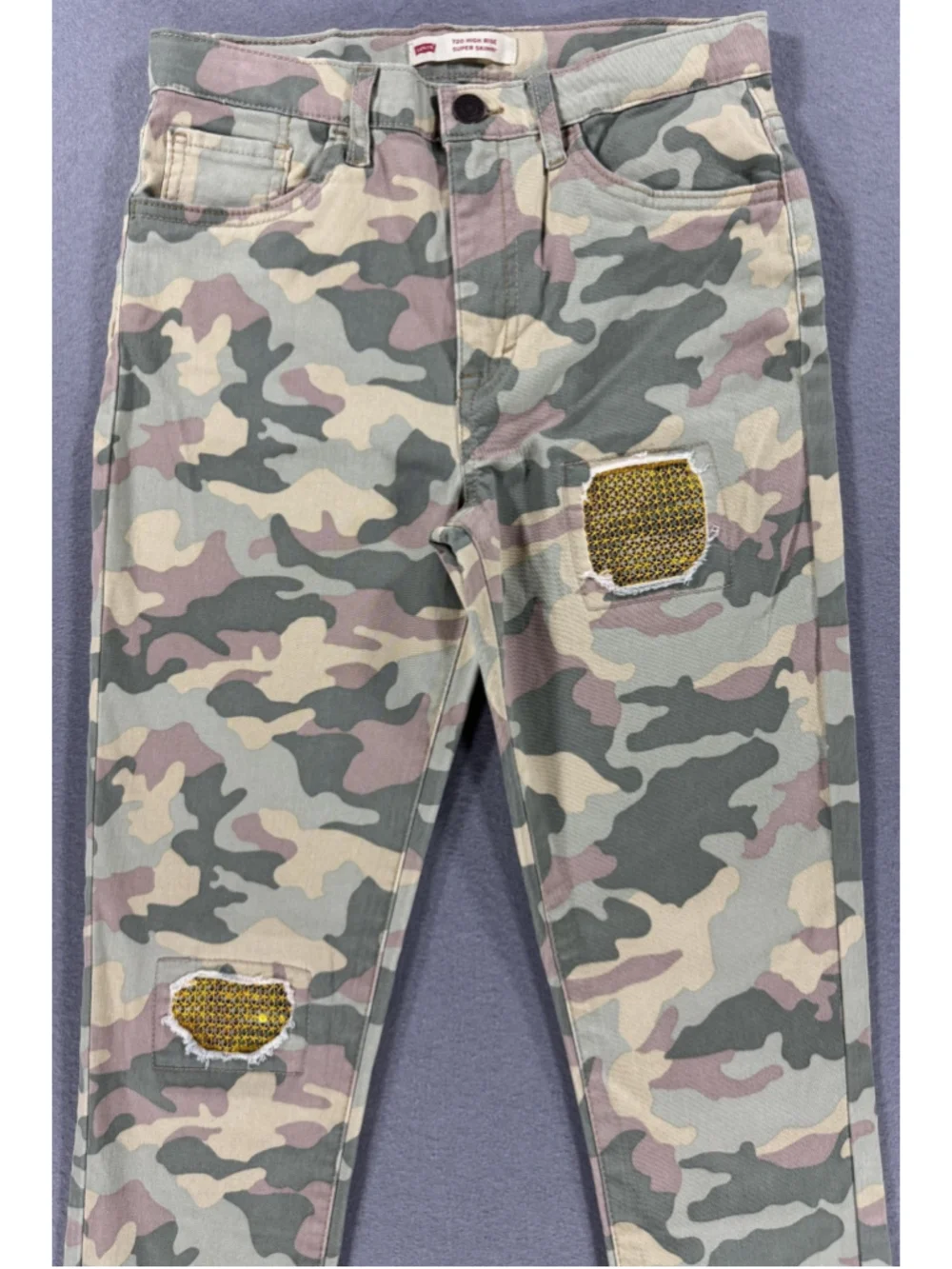 Girls Levi's 720 High Rise Super Skinny Stretch Jeans Camouflage W Gold Sequin